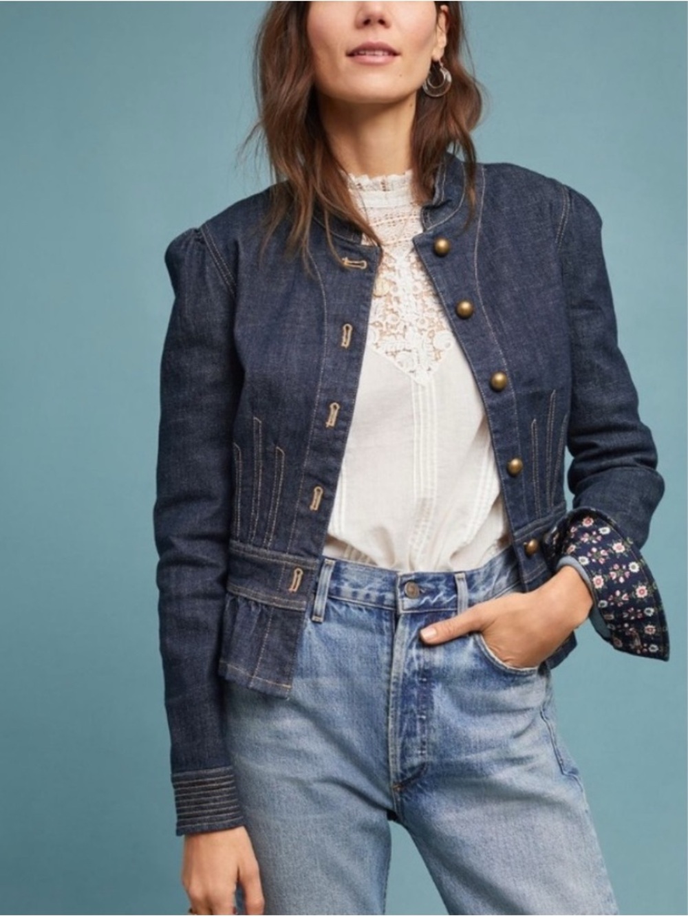 Anthropologie Pilcro Peplum Denim Jacket M